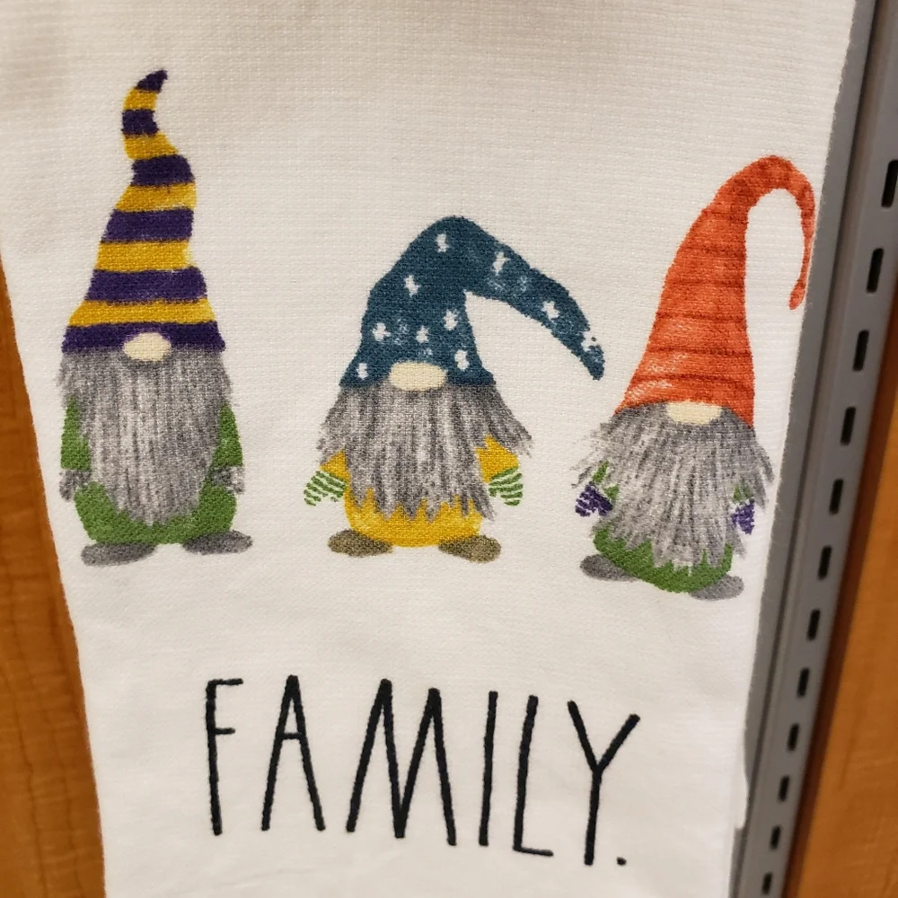 Rae Dunn FAMILY Gnomes Kitchen Towels Set of 2 NWT